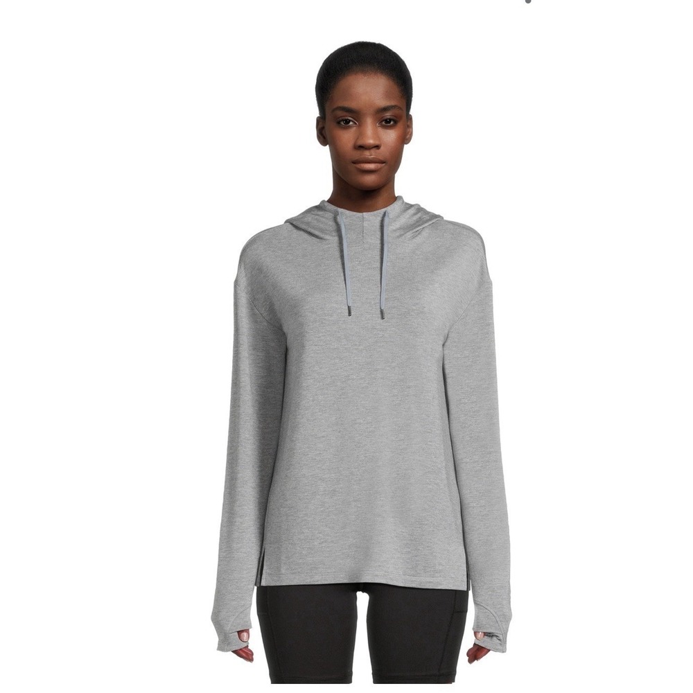 Athletic Works Women's Gray T-shirt Hoodie pullover Sz S (4-6) Sport Casual Top